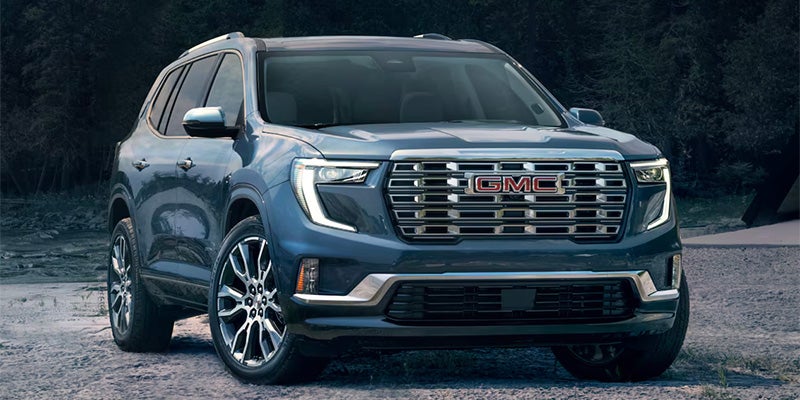 Blue 2025 GMC Acadia Parked displaying front view
