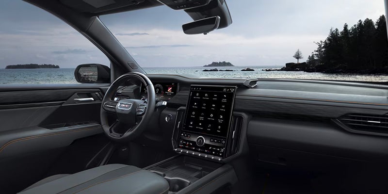 2025 GMC Acadia interior view of driver seat and steering wheel